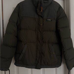 L.L. Bean Olive Green Down Puffer Jacket
